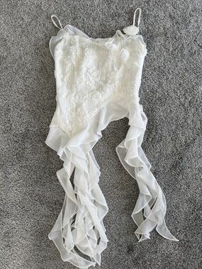 Dreamy White Floral Lace Ruffle Camisole Top - Fairycore Aesthetic